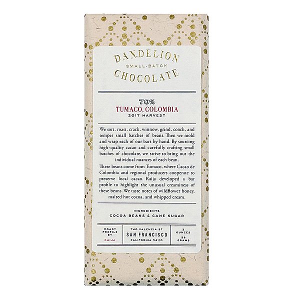 dandelion colombia tumaco uncommon cacao premium chocolade