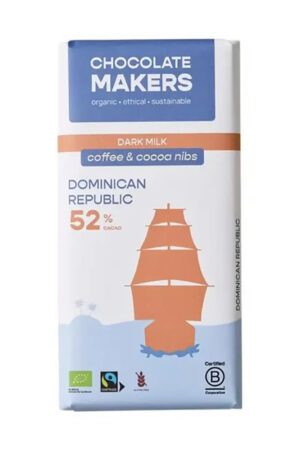 Chocolatemakers Tres Hombres 52% Milk chocolate with coffee & cocoa nibs